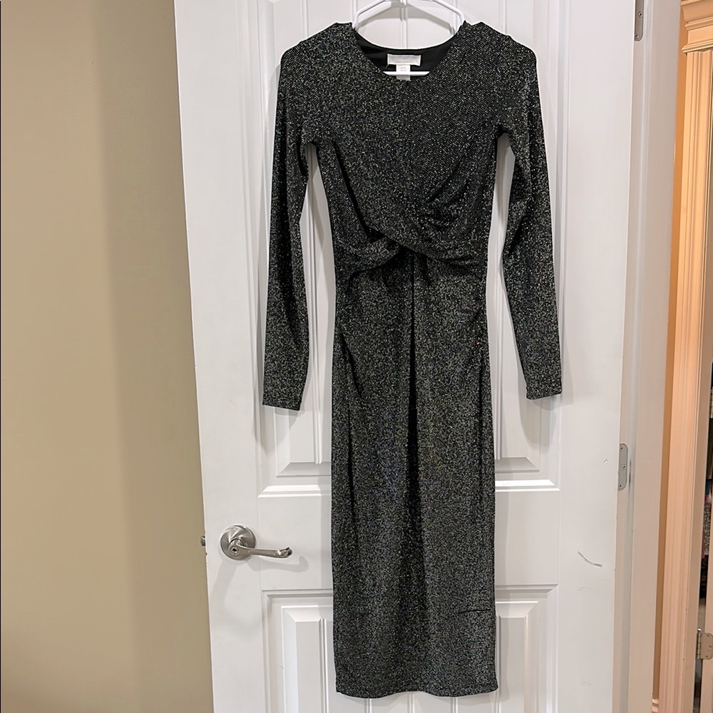H&M Maternity Black Sparkle Long Sleeve Dress
